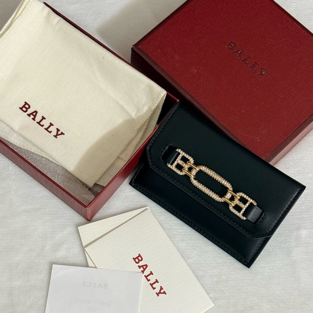 Bally Black Wallet with Gold Detail